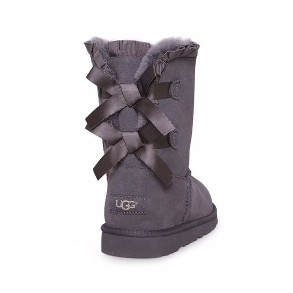 Ugg Bailey Bow Ruffle Boots Size 5 Lavender Gray Nightfall GUC Girls Womens - Picture 1 of 12